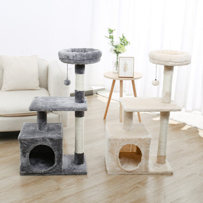 This is a soft, multilayer, modern and soft cat scratching tree. Pet friendly, pet supplies, cat lovers